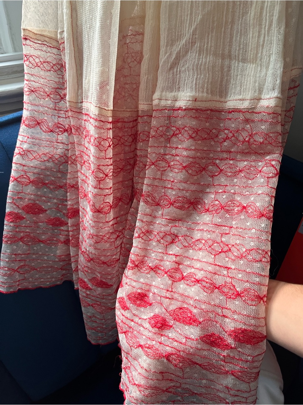 Free People Cream Maxi Dress with Red Hem - Picture 6 of 9
